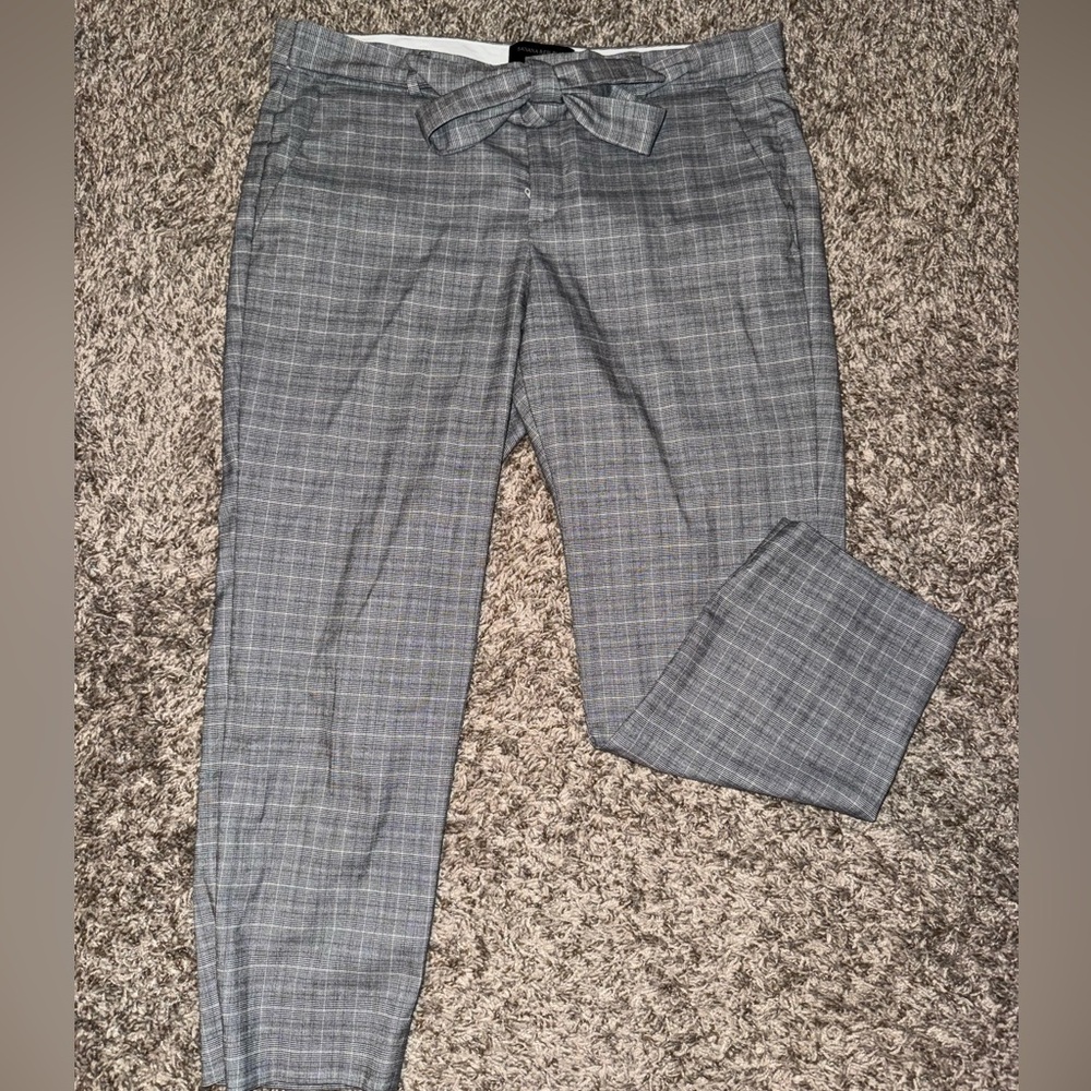 Banana Republic Cropped Gray Plaid Trousers